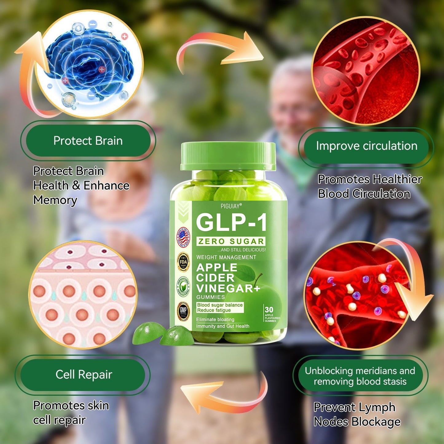(🔥Last Day Promotion  - 50% off)PIGUIAY@The GLP-1 Apple Cider Vinegar Weight Loss Gummies Supports Metabolism💧🌵